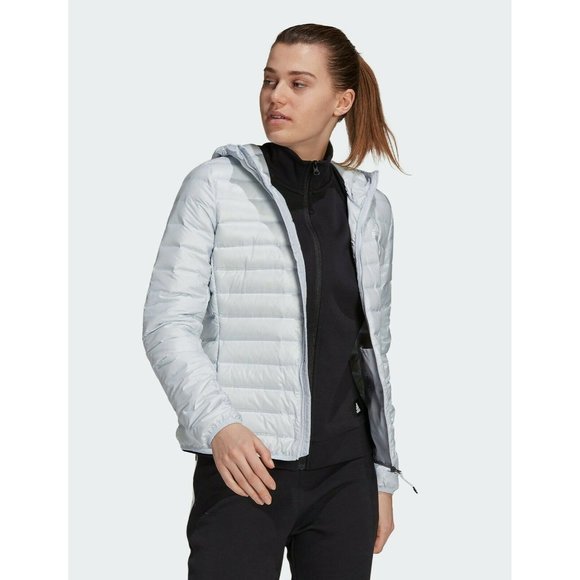 Adidas Jacket Womens XLarge Hooded Varilite Blue Down Puffer Thermal Insulation - Picture 4 of 4